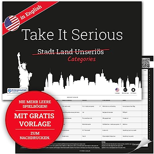 Take It Serious - Categories (Stadt Land Unseriös auf Englisch). Word Game for English learners. Englisch Lernen mit Spaßfaktor. International Board Game. Internationales Partyspiel. von Take It Serious