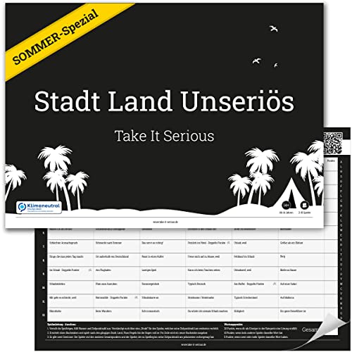 Take It Serious Reisespiel: Stadt Land Unseriös Sommer-Spezial. Stadt Land Fluss Partyspiel für euren Urlaub mit 72 lustigen Sommerkategorien. Lustiges Spiel für Jugendliche & Erwachsene. 50 Seiten von Take It Serious