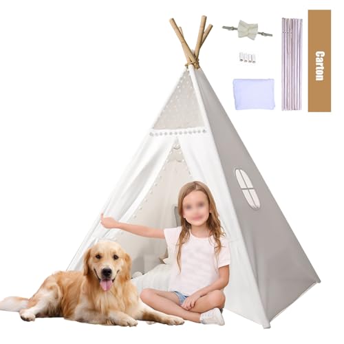 Takezuaa 1 Stück Spielzelt Kinder,Kinder Tipi Zelt,Kinderzelt für Drinnen Kinderzelt Spielzelt,120x120x130cm Großes Kinderspielzelt,Spielhaus Kinder für Drinnen und Draussen von Takezuaa