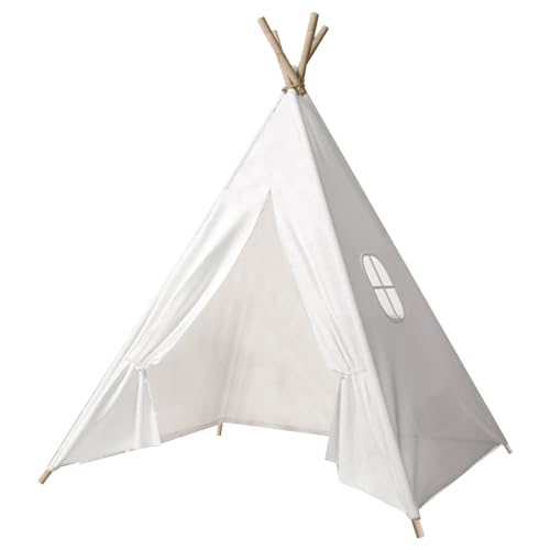 Takezuaa Weiß Kinder Tipi Zelt,Tipi Zelt für Kinder,Kinder Spielzelte für Mädchen und Jungen mit Tragetasche,faltbares Spielhaus für drinnen oder draußen,120 * 120 * 130cm Polyester Kinderzelt von Takezuaa