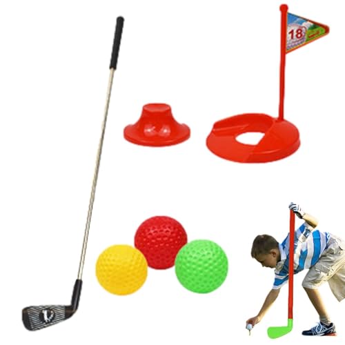 Golfspielzeug-Set – Löcher für Golfwagen für Kinder | Tragbares Golfspielzeug für den Außenbereich | Ausrüstung für Bälle und Golfschläger zum Spieltraining von Takluu