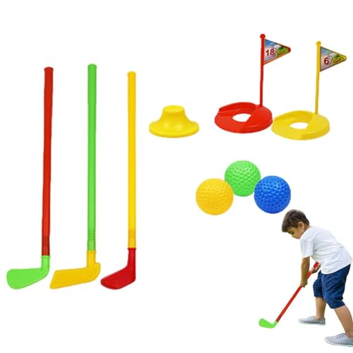 Golfspielzeug-Set – Löcher für Golfwagen für Kinder | Tragbares Golfspielzeug für den Außenbereich | Ausrüstung für Bälle und Golfschläger zum Spieltraining von Takluu