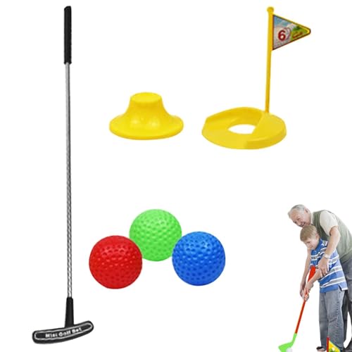 Golfspielzeug-Set – Löcher für Golfwagen für Kinder | Tragbares Golfspielzeug für den Außenbereich | Ausrüstung für Bälle und Golfschläger zum Spieltraining von Takluu