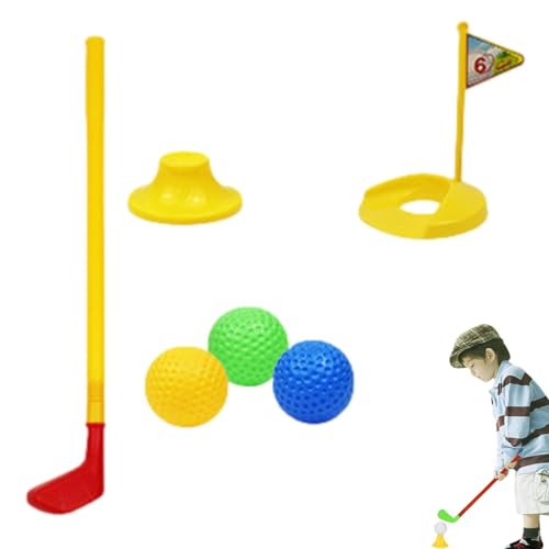 Golfspielzeug-Set – Löcher für Golfwagen für Kinder | Tragbares Golfspielzeug für den Außenbereich | Ausrüstung für Bälle und Golfschläger zum Spieltraining von Takluu