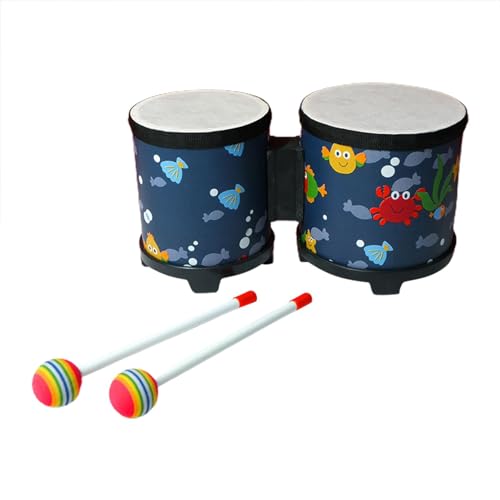 Kid Bongo Drum, Schlagzeug-Set für Kinder mit 800 g, Bongo-Handtrommel-Set, pädagogisches Design mit 2 bunten Sticks, tragbare Bongo-Schlagzeuge, für Enfa von Takluu