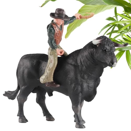 Takluu Cowboy-Bullenreitspielzeug - Realistische spanische Stierkämpfer-Rinderwaldfiguren,Rodeoes Cowboy-Rinderfigur, Spielzeug für Kinder im Alter von 3–5 und 6–12 Jahren von Takluu