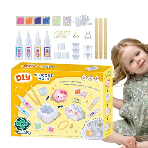 Takluu Handgemachtes Set für Kinder, Bastelset für Kinder,Kleine Wolken Formenbau Spielzeug - Bastelsets und Zubehör, Silikonform für kreative Aktivitäten für Kinder, glänzende Pailletten für Kinder von Takluu