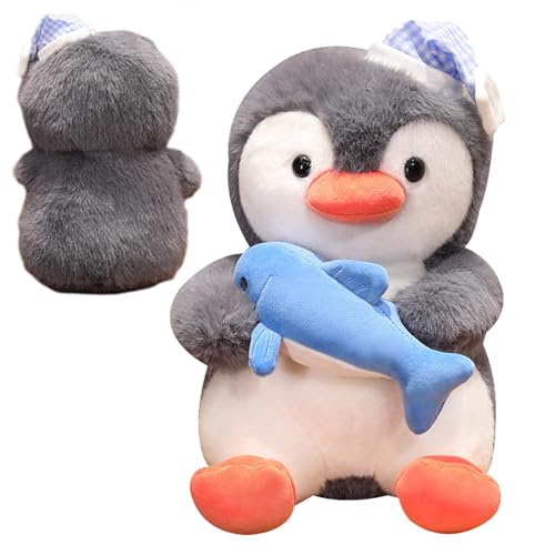 Takluu Pinguin-Plüschtier,Plüsch-Pinguin - Plüschpinguin mit Fischpuppe | Pinguin-Plüschtiere für Kinder, weiches Pinguin-Plüschtier, gefüllte Pinguin-Plüschpuppe von Takluu