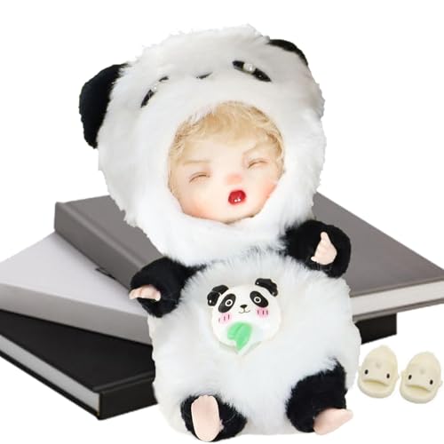 Takluu Plüschpuppen, Plüschpuppe, flexible Puppe aus dem wirklichen Leben, Reborn Puppenspielzeug, kleine Puppe mit abnehmbarer Panda-Kleidung, echte Puppen für von Takluu