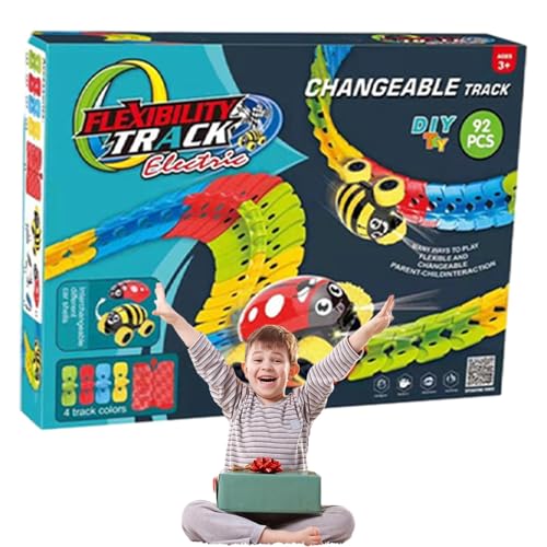 Takluu Rennbahn-Spielzeugauto, Spielzeugauto-Strecken flexibel - Rennstrecken,Wiederaufladbares Spielzeug, Flexibles Kinderspielzeug, Autogleisbauspielzeug für Kinder, Weihnachten von Takluu