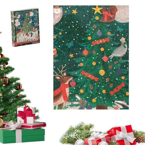 Takluu Weihnachtsbaum-Puzzle, Holzpuzzle-Set | Cartoon-Weihnachtsbaum-Puzzletafel | 1000 x bunte Weihnachtspuzzle, Urlaubspuzzle-Set für Familienspiel, von Takluu