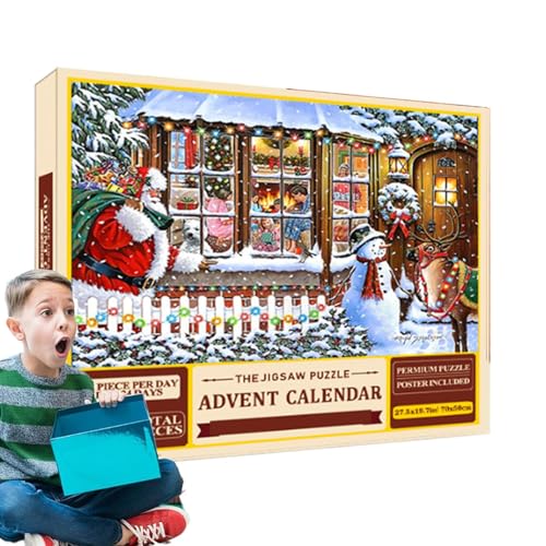 Takluu Weihnachtspuzzles 2024, Countdown-Kalender der Weihnachtspuzzles | Puzzle 2024 Weihnachts-Adventskalender Spielzeug | Präzise geschnittene Weihnachtsgeschenke für Weihnachten, Party, ein von Takluu