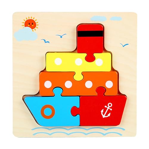 Tier-Puzzle aus Holz – Tierpuzzle aus Holz für Kleinkinder | 3D-Puzzle für Kleinkinder | frühes pädagogisches Puzzlespielzeug für Kinder von 4 bis 6 Jahren von Takluu