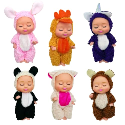 Wiedergeborene Babypuppen – 6X Wiedergeborenes Schlafendes Kleinkind | Rebornpuppen Mädchen Weich | Drehbare Gliedmaßen, Bewegliche Gelenke | Realistische Sammlerfiguren Für Kinderwagen, Wohnzimmer von Takluu