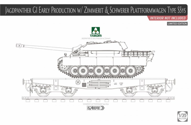 Jagdpanther G1 early production w/Zimmerit & Schwerer Plattformwagen Type SSys - Limited Edition von Takom