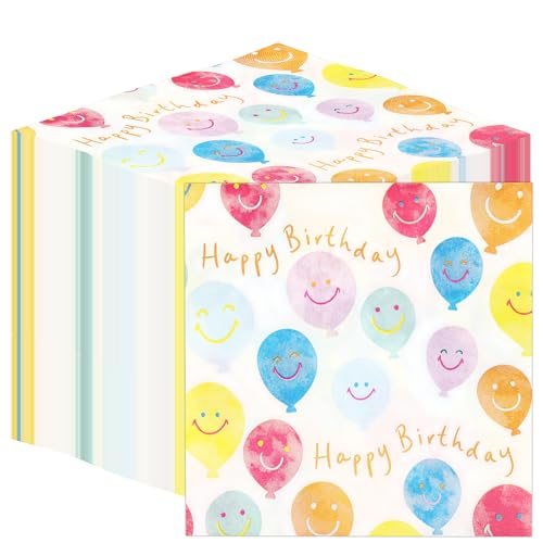 Table Kind Papierservietten "Happy Birthday", hochwertig, Smiley-Gesicht, Luftballon-Servietten für Partys, Catering, umweltfreundlich, Einweg-Servietten, kompostierbar, nachhaltig, recycelbar Table Kind Papierservietten "Happy Birthday", hochwertig, Smiley-Gesicht, Luftballon-Servietten für Partys, Catering, umweltfreundlich, Einweg-Servietten, kompostierbar, nachhaltig, recycelbar von Talking Tables