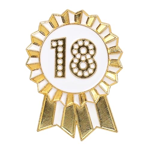 Talking Tables „Happy Birthday“-Anstecker gold- und weiß emaillierte Metallrosette wiederverwendbar Zubehör für Mädchen Erwachsene Kinder 18 Partyzubehör Meilenstein Jubiläum 4,5 cm Durchmesser von Talking Tables