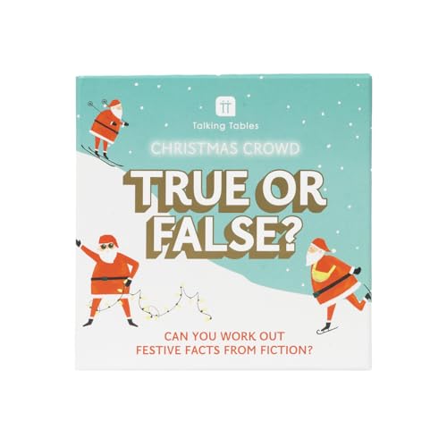 Talking Tables Christmas Festive True or False Quiz Game, Present, Question Cards after Dinner Party, Fun Travel Pocket Games for Kids, Adults, Card Games, Xmas Stocking Filler, Secret Santa, Ages 12+ von Talking Tables