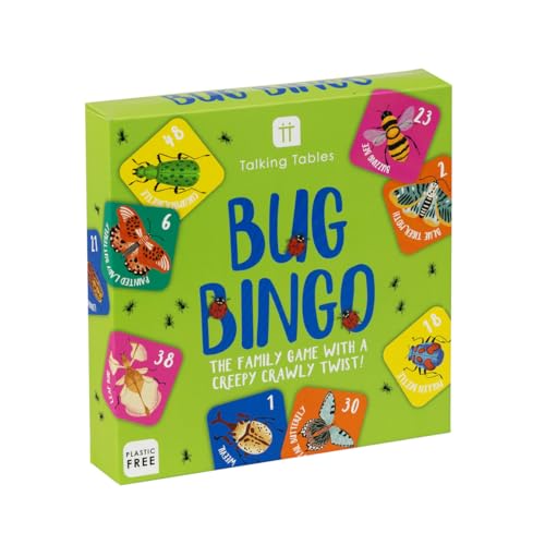 Talking Tables Family Fun Bug Bingo Educational Kids Game Insect-Themed 48 Karten, Baumwolltasche, Bleistifte, Ideal Jungen oder Mädchen - Plastic Free Ages 5+ von Talking Tables