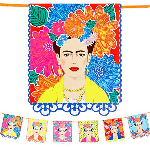 Talking Tables BOHO-GARLAND-FRIDA Kahlo Print Girlande Ammer-3m | Bunt gefärbte Party Dekorationen zum Geburtstag, Fiesta, mexikanische Cinco de Mayo Feier, Kinderzimmer Dekor von Talking Tables