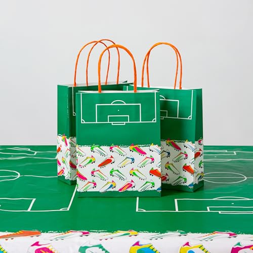 Talking Tables Fußball Partytüten mit Griffen für Kinder Jungen Mädchen | 8 Stück recycelbar und Einweg für Geschenk, Leckereien, Gastgeschenke, FIFA Weltmeisterschaft, Fußball von Talking Tables