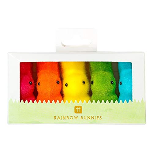 Talking Tables HOP-RAIN-BUN-PK Packung mit 5 Oster-Tischdekorationen | Mini-Regenbogenhasen-Kaninchenfigur für die Eiersuche, Kinder, Frühling von Talking Tables