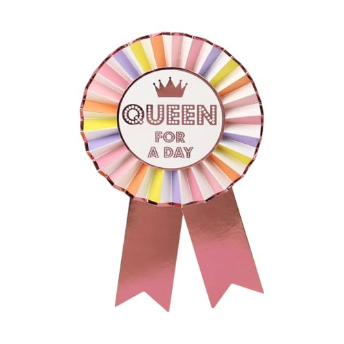 Talking Tables Happy Birthday Rosette, Luxe Gold Queen for A Day Abzeichen, Wiederverwendbar, Zubehör für Mama Frauen Mädchen Schwester Mutter Kinder Partybedarf Meilenstein 10cm Durchmesser von Talking Tables