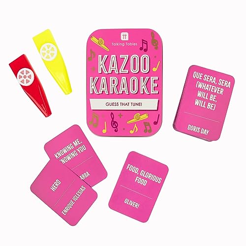 Talking Tables Karaoke Kazoo Guess The Song Reisespiel | Lustiges Musikquiz im Taschenformat für die Familie zum Spielen | verpackt in einem stabilen Blechetui oder Wichtelstrumpffüller von Talking Tables