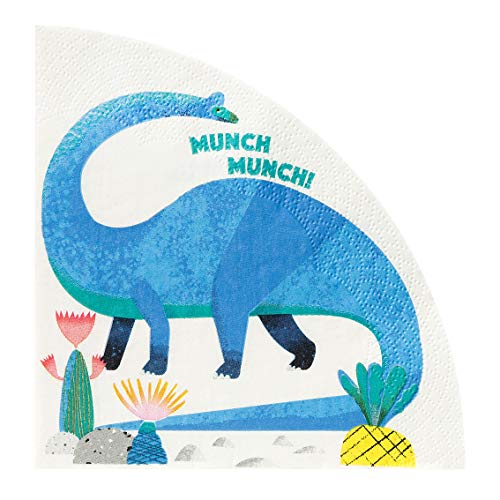 Talking Tables Packung mit 16 Dinosaurier-Servietten in Brachiosaurus-Form Buntes Papiergeschirr für den Kindergeburtstag, Unisex-Partygeschirr für Jungen oder Mädchen DINO-NAPKIN-BRACH von Talking Tables