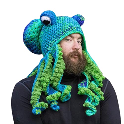 Häkelmütze Octopus Hut Tintenfisch Hut Unisex Strick Oktopus Hut Winter Warm Octopus Hut Einzigartige Weiche Crochet Beanies Ein sehr guter Geburtstag Weihnachten Gft für Halloween Kostüm Cosplay von Taloit