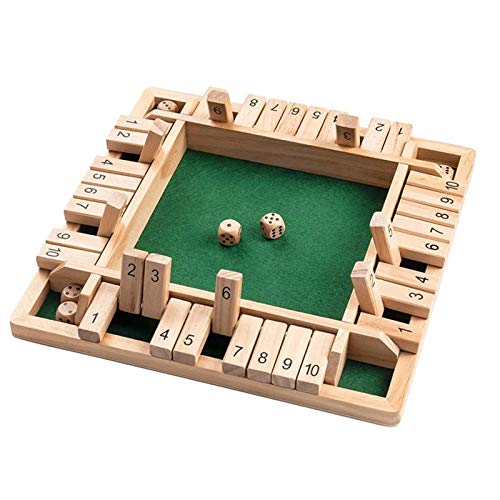 Taloit Holz Brettspiel, 4-Spieler Shut The Box Spiel Würfelspiel Holz Mathematik Traditional Pub Board Würfelspiel Reisen 4 Spieler Great Family Brettspiele Urlaub unterhaltsames Spiel (grün) von Taloit