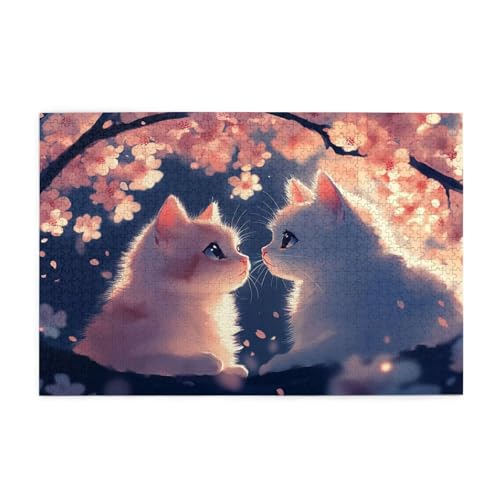 Blume Puzzle 1000 Teile Erwachsene Katze, Puzzles mit Verpackung Box und Poster, Lustig Stress Abbauen Familien Unterhaltungsspiele für Raumdekoration, Kreative Geschenke für Männer/Frauen 1T-36 von Tamalsj