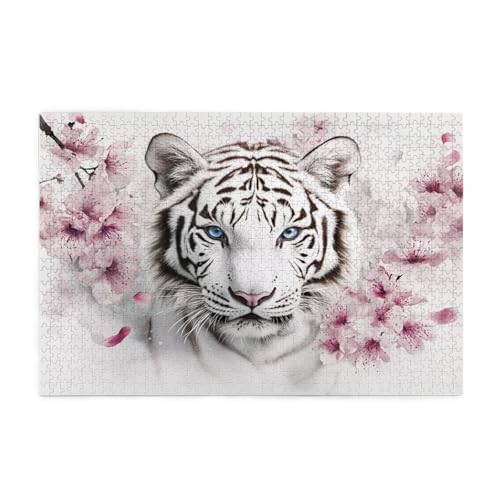 Blume Puzzle 1000 Teile Erwachsene Tiger, Puzzles mit Verpackung Box und Poster, Lustig Stress Abbauen Familien Unterhaltungsspiele für Raumdekoration, Kreative Geschenke für Männer/Frauen 1T-4 von Tamalsj