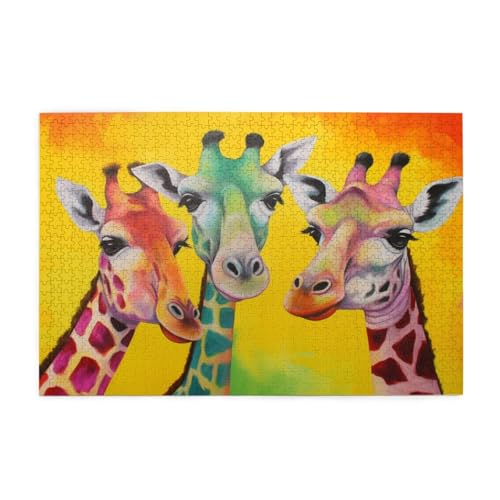 Bunt Puzzle 2000 Teile Erwachsene Giraffe, Puzzles mit Verpackung Box und Poster, Lustig Stress Abbauen Familien Unterhaltungsspiele für Raumdekoration, Kreative Geschenke für Männer/Frauen 1T-52 von Tamalsj