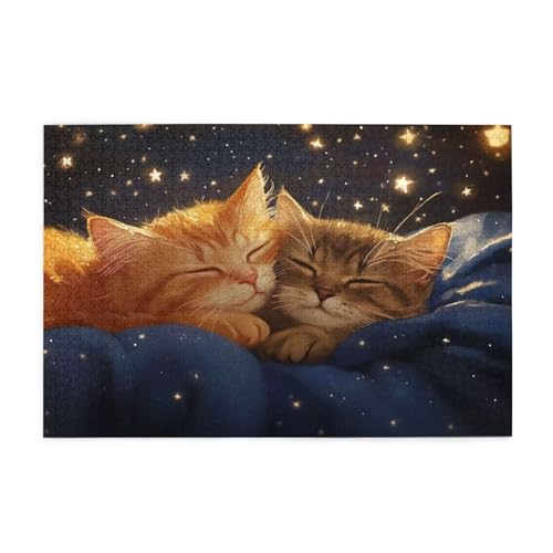 Katze Puzzle 4000 Teile Erwachsene Sternenhimmel, Puzzles mit Verpackung Box und Poster, Lustig Stress Abbauen Familien Unterhaltungsspiele, Kreative Geschenke für Männer/Frauen Raumdekoration 1T-38 von Tamalsj