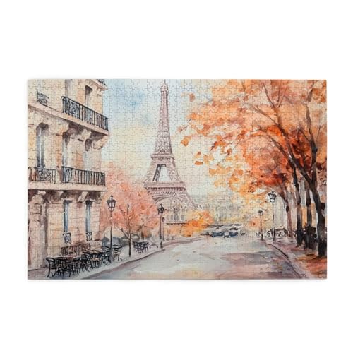 Paris Puzzle 1000 Teile Erwachsene Landschaft, Puzzles mit Verpackung Box und Poster, Lustig Stress Abbauen Familien Unterhaltungsspiele für Raumdekoration, Kreative Geschenke für Männer/Frauen 1T-20 von Tamalsj