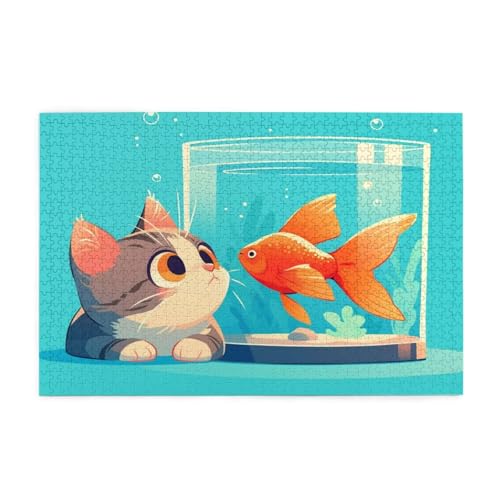 Puzzle 1500 Teile Katze, Fisch Holz XXL Puzzle Erwachsene mit Schachtel und Poster, Schwierige, Herausfordernde und Interessant Spiele für Anfänger, Geschenke für Männer/Frauen Wohndekoration 1T-1194 Puzzle 1500 Teile Katze, Fisch Holz XXL Puzzle Erwachsene mit Schachtel und Poster, Schwierige, Herausfordernde und Interessant Spiele für Anfänger, Geschenke für Männer/Frauen Wohndekoration 1T-1194 von Tamalsj