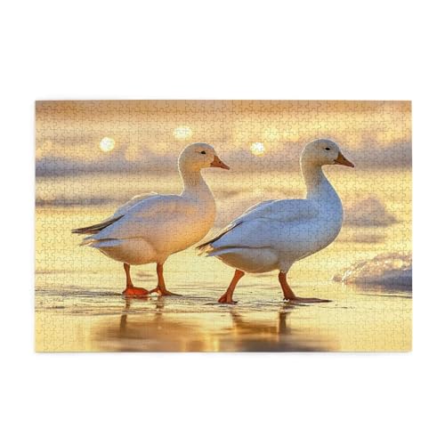 Puzzle 1500 Teile Meer, Ente Holz XXL Puzzle Erwachsene mit Schachtel und Poster, Schwierige, Herausfordernde und Interessant Spiele für Anfänger, Geschenke für Männer/Frauen Wohndekoration 1T-46 von Tamalsj