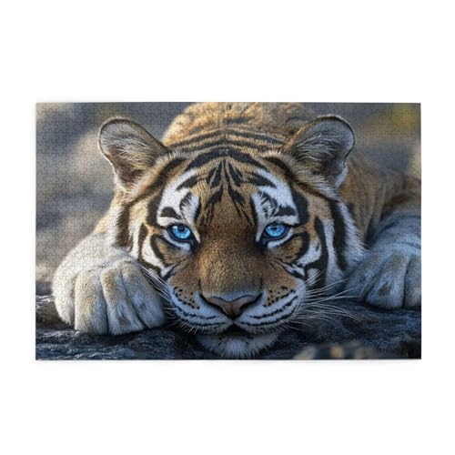 Puzzle 1500 Teile Tier, Tiger Holz XXL Puzzle Erwachsene mit Schachtel und Poster, Schwierige, Herausfordernde und Interessant Spiele für Anfänger, Geschenke für Männer/Frauen Wohndekoration 1T-3 von Tamalsj