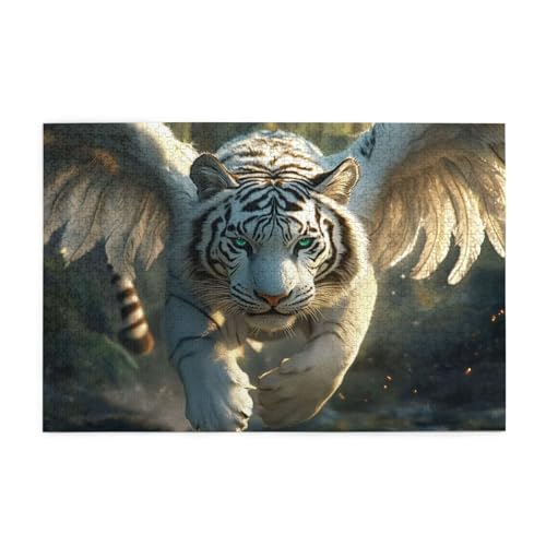 Puzzle 1500 Teile Tiger, Flügel Holz XXL Puzzle Erwachsene mit Schachtel und Poster, Schwierige, Herausfordernde und Interessant Spiele für Anfänger, Geschenke für Männer/Frauen Wohndekoration 1T-1 von Tamalsj