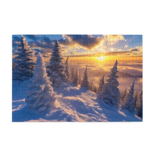 Puzzle 1500 Teile Winter, Sonnenuntergang Holz XXL Puzzle Erwachsene mit Schachtel und Poster, Schwierige, Herausfordernde und Interessant Spiele für Anfänger, Frauen Wohndekoration Geschenke 1T-1943 Puzzle 1500 Teile Winter, Sonnenuntergang Holz XXL Puzzle Erwachsene mit Schachtel und Poster, Schwierige, Herausfordernde und Interessant Spiele für Anfänger, Frauen Wohndekoration Geschenke 1T-1943 von Tamalsj