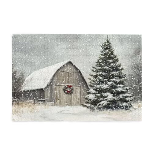 Puzzle 1500 Teile Winter, Weihnachtsbaum Holz XXL Puzzle Erwachsene mit Schachtel und Poster, Schwierige, Herausfordernde und Interessant Spiele für Anfänger, Frauen Wohndekoration Geschenke 1T-150 von Tamalsj