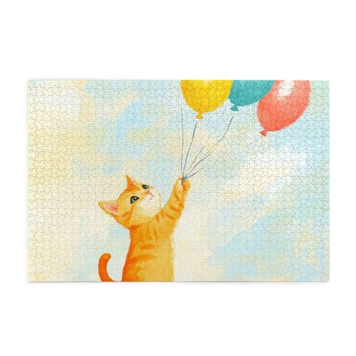 Puzzle 3000 Teile Katze, Ballon Holz XXL Puzzle Erwachsene mit Schachtel und Poster, Schwierige, Herausfordernde und Interessant Spiele für Anfänger, Geschenke für Männer/Frauen Wohndekoration 1T-121 von Tamalsj