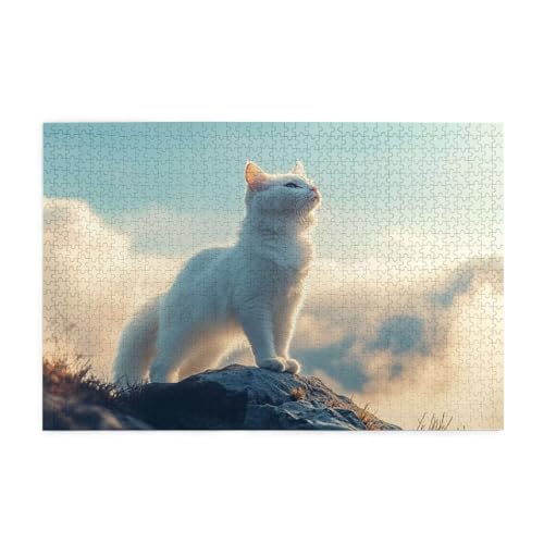 Puzzle 3000 Teile Katze, Landschaft Holz XXL Puzzle Erwachsene mit Schachtel und Poster, Schwierige, Herausfordernde und Interessant Spiele für Anfänger, Männer/Frauen Wohndekoration Geschenke 1T-238 von Tamalsj