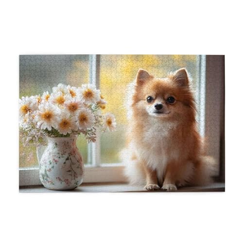 Puzzle 5000 Teile Blume, Hund Holz XXL Puzzle Erwachsene mit Schachtel und Poster, Schwierige, Herausfordernde und Interessant Spiele für Anfänger, Geschenke für Männer/Frauen Wohndekoration 1T-303 von Tamalsj