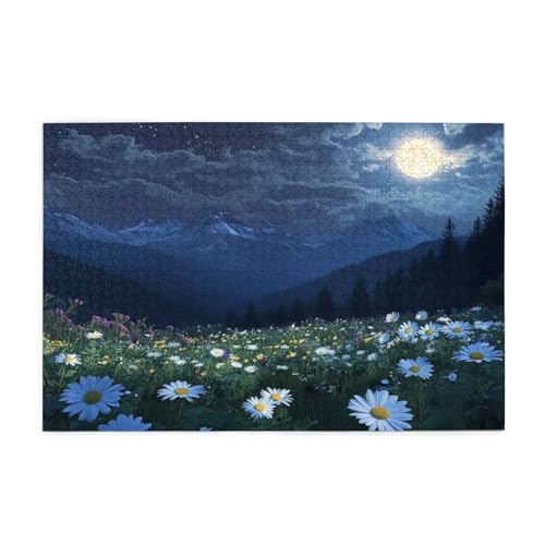 Puzzle 5000 Teile Gänseblümchen, Mond Holz XXL Puzzle Erwachsene mit Schachtel und Poster, Schwierige, Herausfordernde und Interessant Spiele für Anfänger, Frauen Wohndekoration Geschenke 1T-106 von Tamalsj