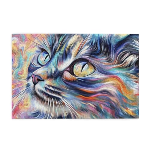 Puzzle 5000 Teile Katze, Abstrakt Holz XXL Puzzle Erwachsene mit Schachtel und Poster, Schwierige, Herausfordernde und Interessant Spiele für Anfänger, Männer/Frauen Wohndekoration Geschenke 1T-171 von Tamalsj