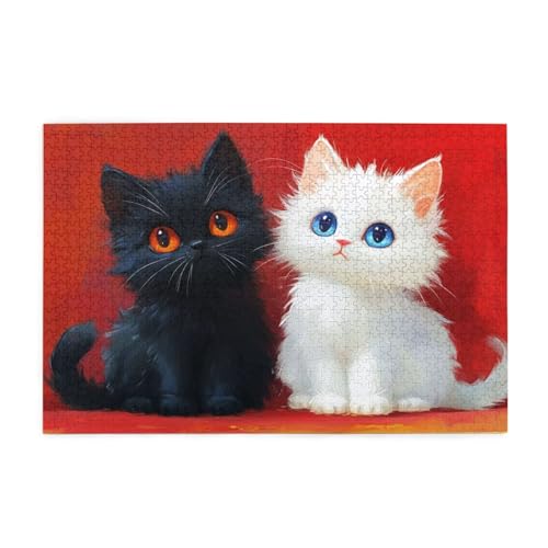 Puzzle 5000 Teile Katze, Schwarz Holz XXL Puzzle Erwachsene mit Schachtel und Poster, Schwierige, Herausfordernde und Interessant Spiele für Anfänger, Geschenke für Männer/Frauen Wohndekoration 1T-158 von Tamalsj