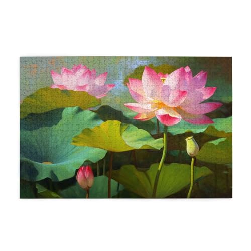 Puzzle 5000 Teile Lotus, Landschaft Holz XXL Puzzle Erwachsene mit Schachtel und Poster, Schwierige, Herausfordernde und Interessant Spiele für Anfänger, Männer/Frauen Wohndekoration Geschenke 1T-95 von Tamalsj