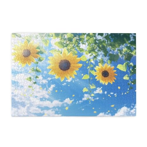 Puzzle 5000 Teile Sonnenblume, Landschaft Holz XXL Puzzle Erwachsene mit Schachtel und Poster, Schwierige, Herausfordernde und Interessant Spiele für Anfänger, Frauen Wohndekoration Geschenke 1T-56 von Tamalsj